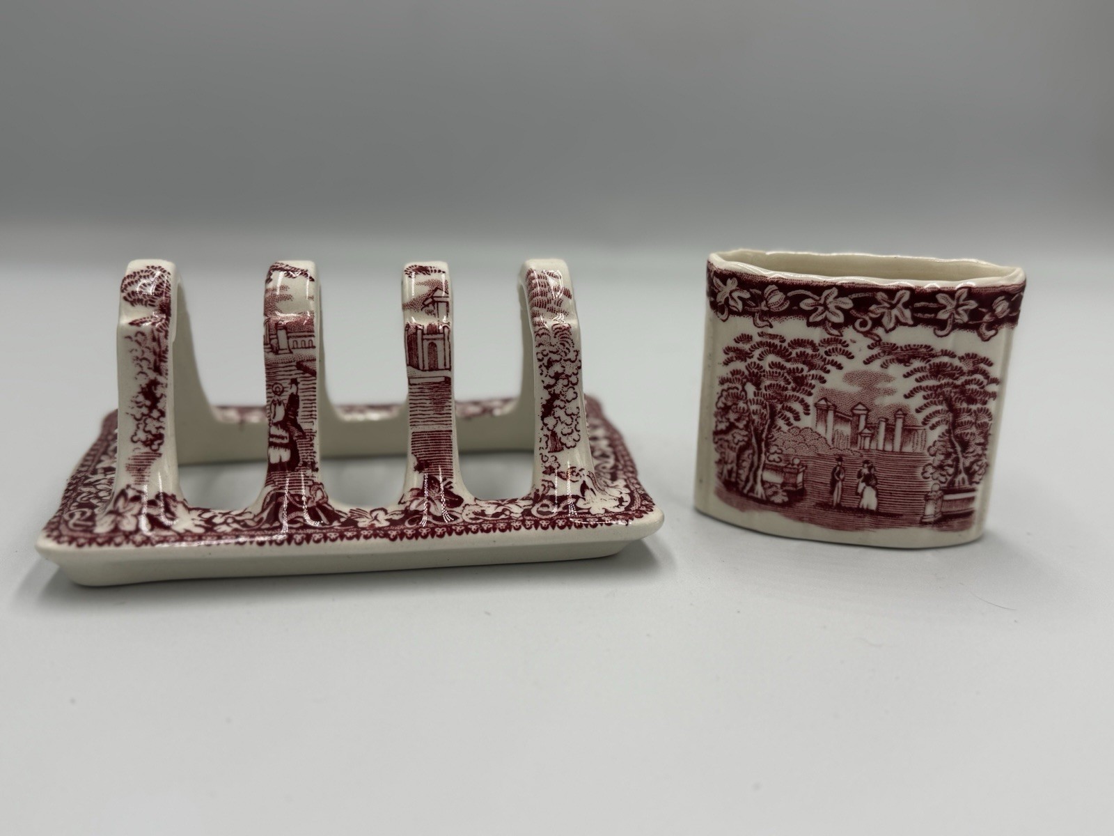 Vintage Mason’s Vista England MCM 50’s Toast Holder And Toothpick Holder