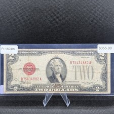 1928-C $2 US Note Red Seal Fr.1504 - RARE B-A Block & Scarce C Series