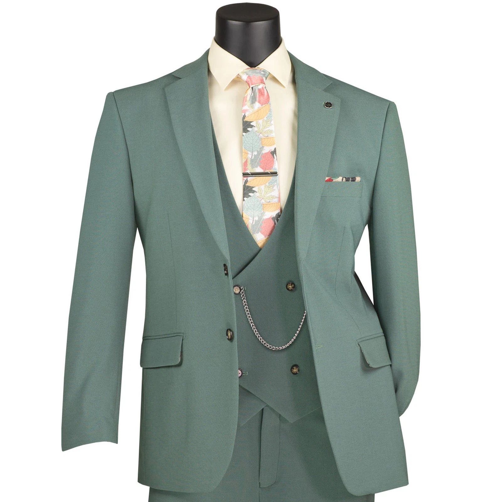VINCI Men's Sage 3pc Super Stretch Modern Suit w/ Flex Waist - Washable - NEW