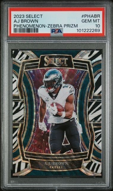 2023 Select AJ Brown Phenomenon ZEBRA PRIZM PSA 10 GEM POP 2 SSP #PHABR Eagles