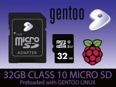 GENTOO Linux for Raspberry Pi Preloaded Class 10 Micro SD