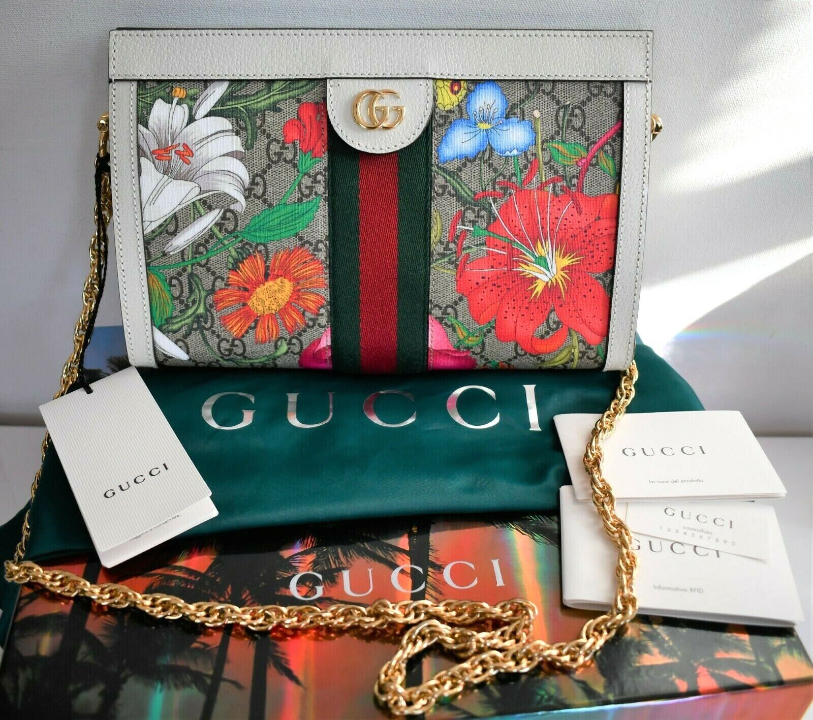 NEW $490 GUCCI Tan GG Supreme Canvas Ophidia GG FLORA COIN PURSE Round  WALLET