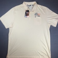 Travis Mathew Mens Heather Alabaste Performance Polo 2XL NWT Palms Yellow FLAW