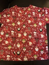 Christmas Scrub top xl women  s with pockets