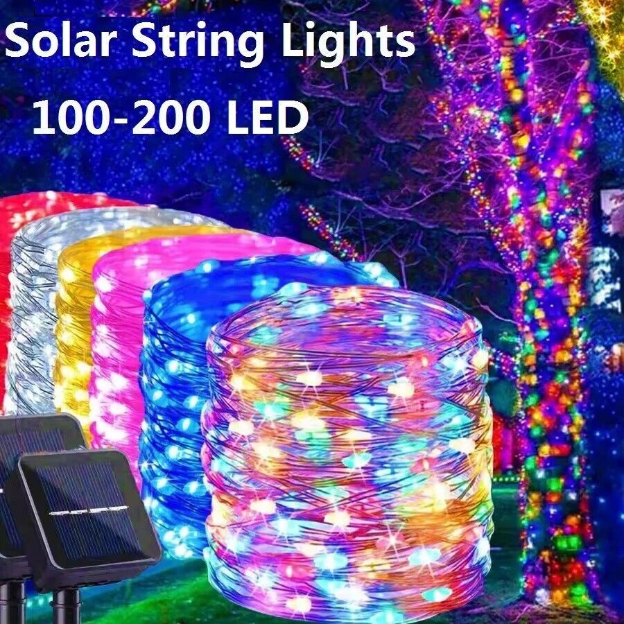 Solar Christmas Fairy lights Outdoor 200LED Party Xmas String Lights Home Decor - Image 2 of 4