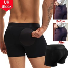 Men's Padded Underwear Boxer Briefs Removable Butt Enhancing Pads Booty Trunks