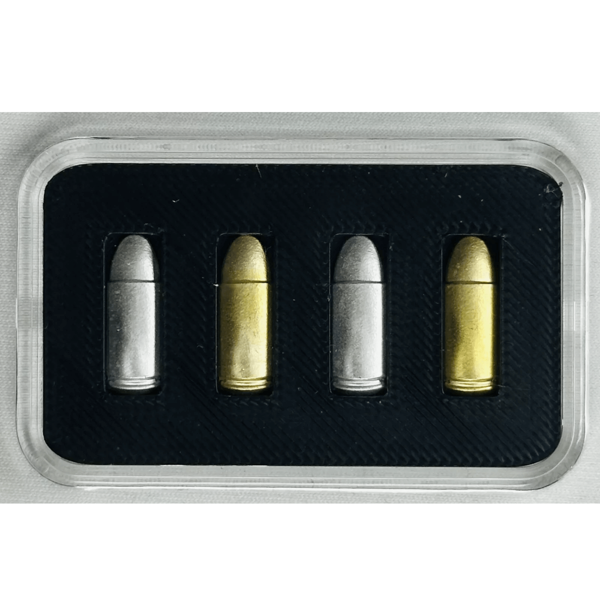 2024 Plata o Plomo Bullets Pack 4 Gram Silver Gilded and BU Bars in Holder