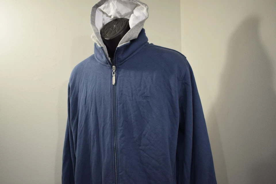 BMW Sudadera con Capucha Azul Coderas Cremallera Completa Manga Larga con Bolsillos Para Hombre Talla 2XL XXL Foto 2 de 4