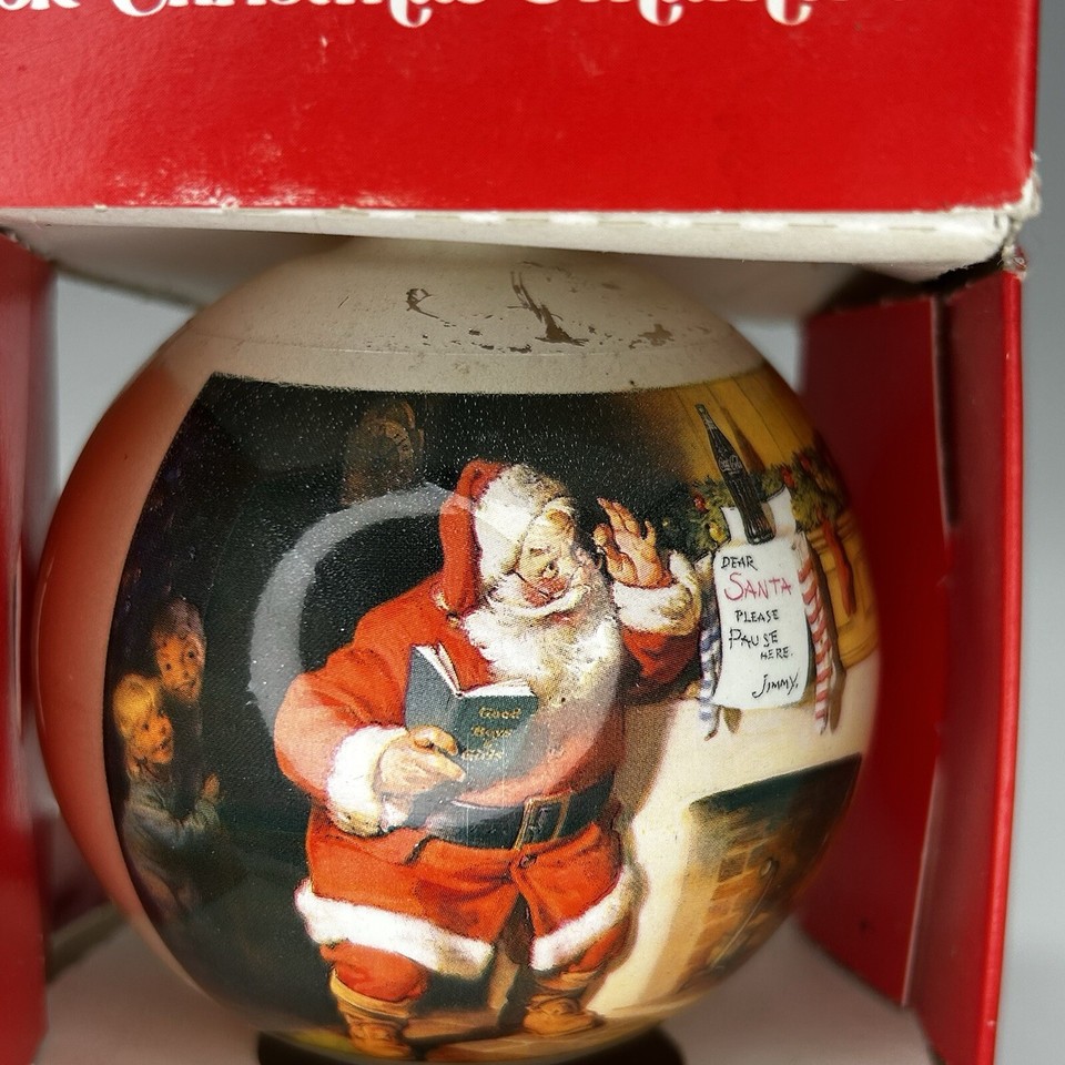 CocaCola Christmas Ornament By Corning Glass Works Vintage 60s Santa