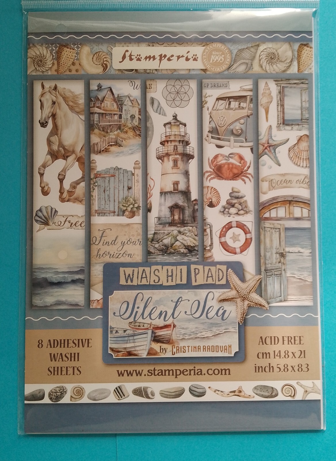 SILENT SEA  A5 ADHESIVE WASHI PAD  STAMPERIA nautical theme SBW19 journals