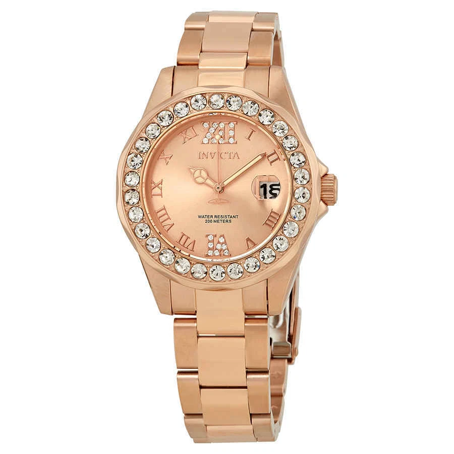 Invicta Pro Diver Quartz 3 Hand Rose Dial Ladies Watch 15253 eBay