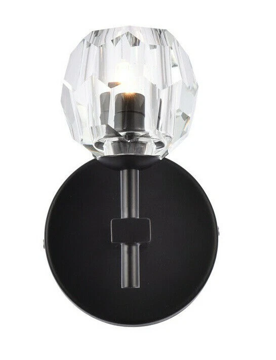 Wall Sconce Crystal Ball Black Lighting Dining Room Bedroom or Bathroom Vanity - Image 2 of 4