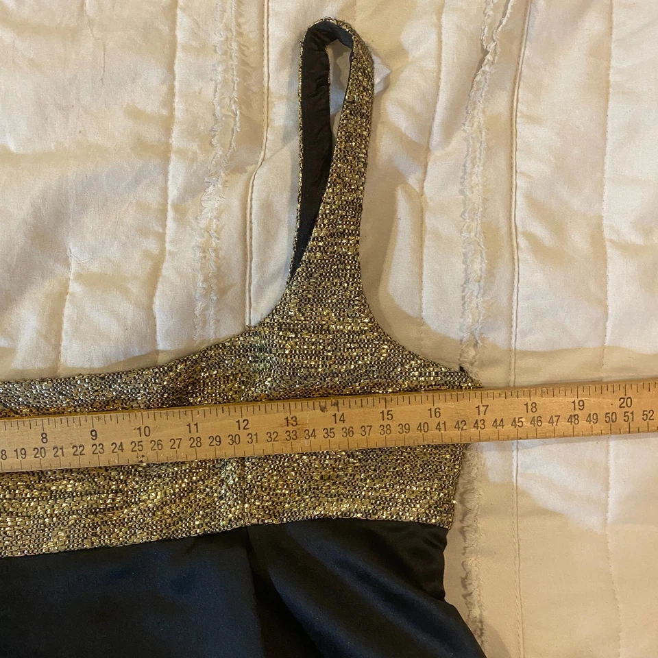 Vestido Milly Of New York para mujer 6 negro satinado línea A mini cóctel fiesta Foto 3 de 4