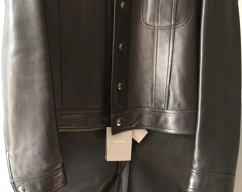 TOM FORD Leather Men's Jacket  40 Medium  Dark Gray  Brand New MSRP $7500 image 5