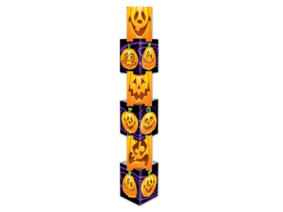 Jack-O-Lantern Column Set of 2 Lot Pumpkins Halloween Party Supplies Prop Orange