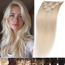 Highlight THICK Blonde 60 70 Clip In Real Human Remy Hair Extensions Full Head