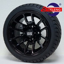 Golf Cart 12 Black Lizard Wheels And 21535-12 Dot Low Profile Tiresset Of 4 Golf Cart 12 Black Lizard Wheels And 21535-12 Dot Low Profile Tiresset Of 4