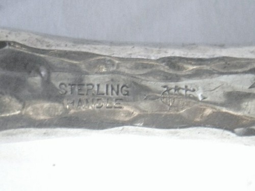 Antique WEBSTER STERLING HANDLE CHEESE SERVER Arts Crafts Hammered Ptrn Z Monogr - Picture 6 of 9