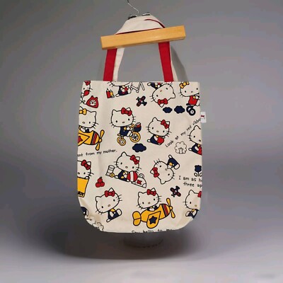 Hello Kitty Bag Reusable Canvas Shopping Bag Cartoon Anime Japan Dual Handles EU