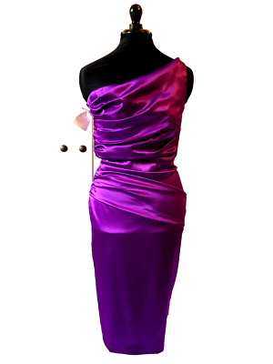 Purple Satin Sangria One Shoulder Wiggle Party Dress New 12 | eBay UK