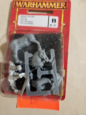 D Warhammer Fantasy Empire outrider pistoliers blister, metal, OOP, NIB  