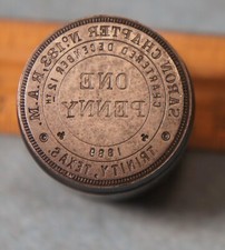 Antique TRINITY TX Saron Chapter 183 RAM MASONIC PENNY Stamping Die TP378