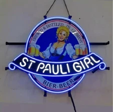 St Pauli Girl Bier Beer HD ViVid Neon Sign 20"x16" Light Lamp Garag Decor SY