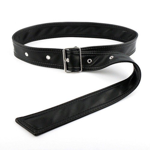Lady Faux Leather PU Waist Belt Waistband Buckle for Dress Coat Jacket Black - Picture 3 of 9