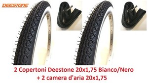 Kit 2 Copertoni 2 Camere D'aria Bici 20 x 1.75 GRAZIELLA BIANCO/NERO Sport  e viaggi Ciclismo
