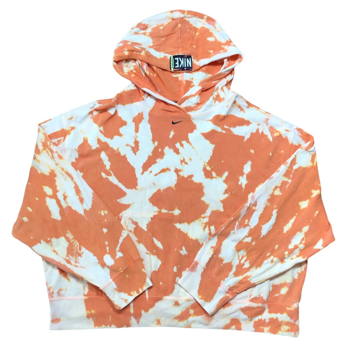 Nike Hoodie Sweatshirt Womens Large Tie Dye Acid Wash Orange 