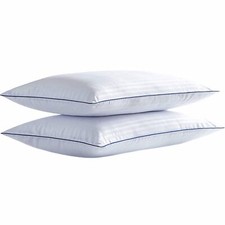 Thin Flat Soft Bed Pillows King Size Set of 2 Pack for Sleeping 20x36 in Hypo...