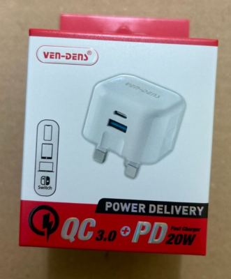 Lot De 100 Chargeurs Muraux USB-C 20W PD - Prise UK 3 Broches - Marque MRQ
