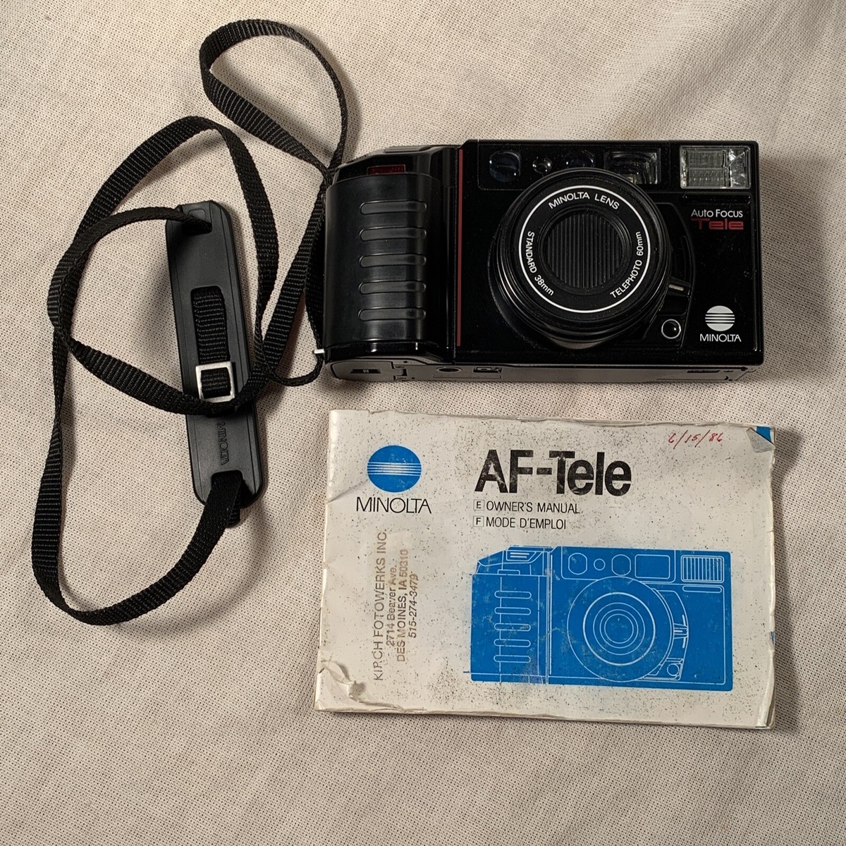 Vintage Minolta AF-Tele Film Camera Auto Focus 38mm-60mm Lens 35mm