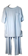 Womens Blue Ribbed Knit Two Piece Pant Set Size S