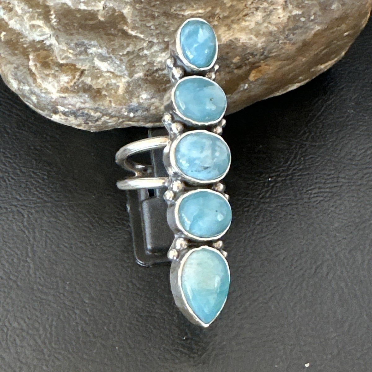 WoMens Blue Larimar Navajo Sterling Silver Ring Size 8.5 15969 | eBay