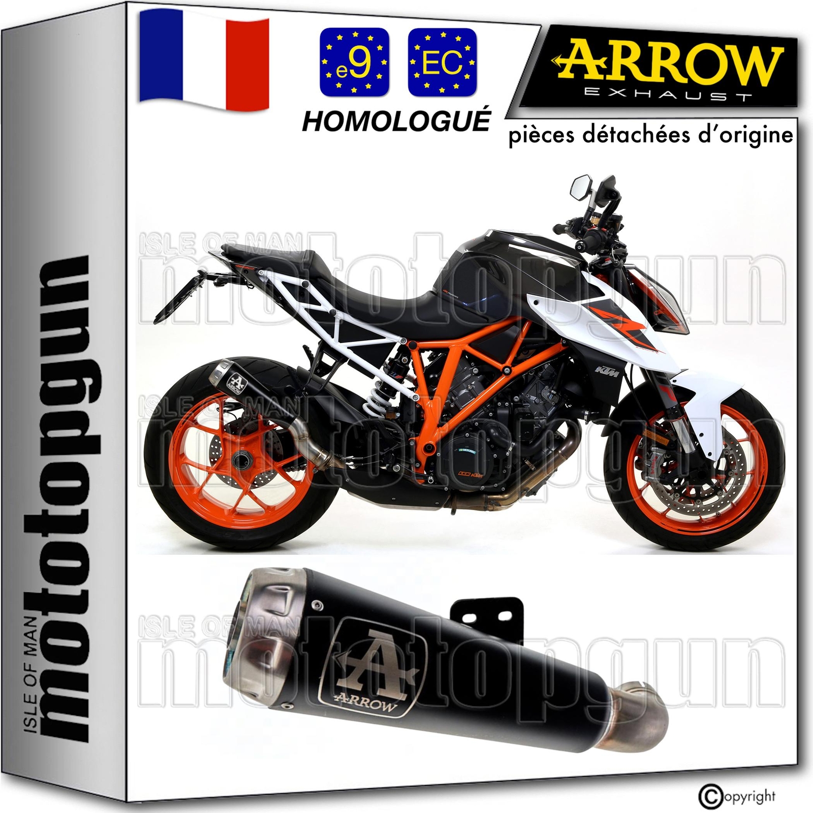 Silencieux de haute qualité Arrow Pro-Race noir inox pour KTM 1290 Superduke 2018