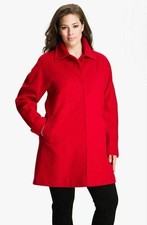 Fleurette Club Collar Wool Walker Coat Plus Sz 20 Red