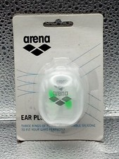Arena Swimming Ear Plug Pro W Case 1 Pair Silicone Lime Grn Flexible Adjustable