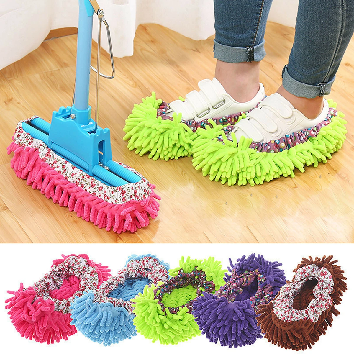 1Pcs Washable Dust Mop Slippers Lazy House Floor Shoe Cover for Home  Cleaning