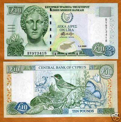 CYPRUS, 10 pounds, 2005, P-62 (62e) UNC Last Pre-Euro