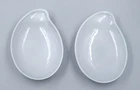 Two Vintage Eva Zeisel Red Wing Ceramic Comma Plates in White 8.75" 1940s