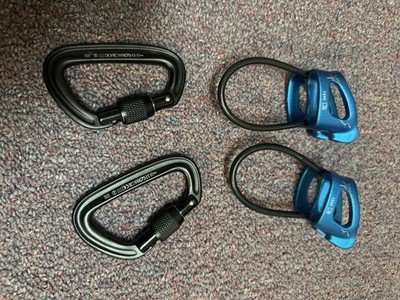 Black Diamond ATC Belay Gear Lot - 2 Belay Devices + 2 Locking Carabiners
