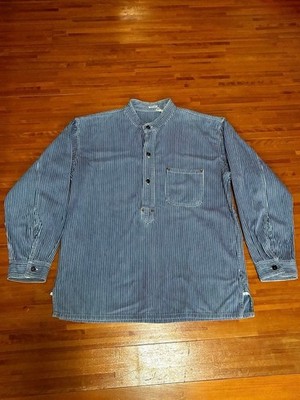 Sugar Cane Hickory Striped Pullover Denim Work Shirt Blue Large Made In Japan