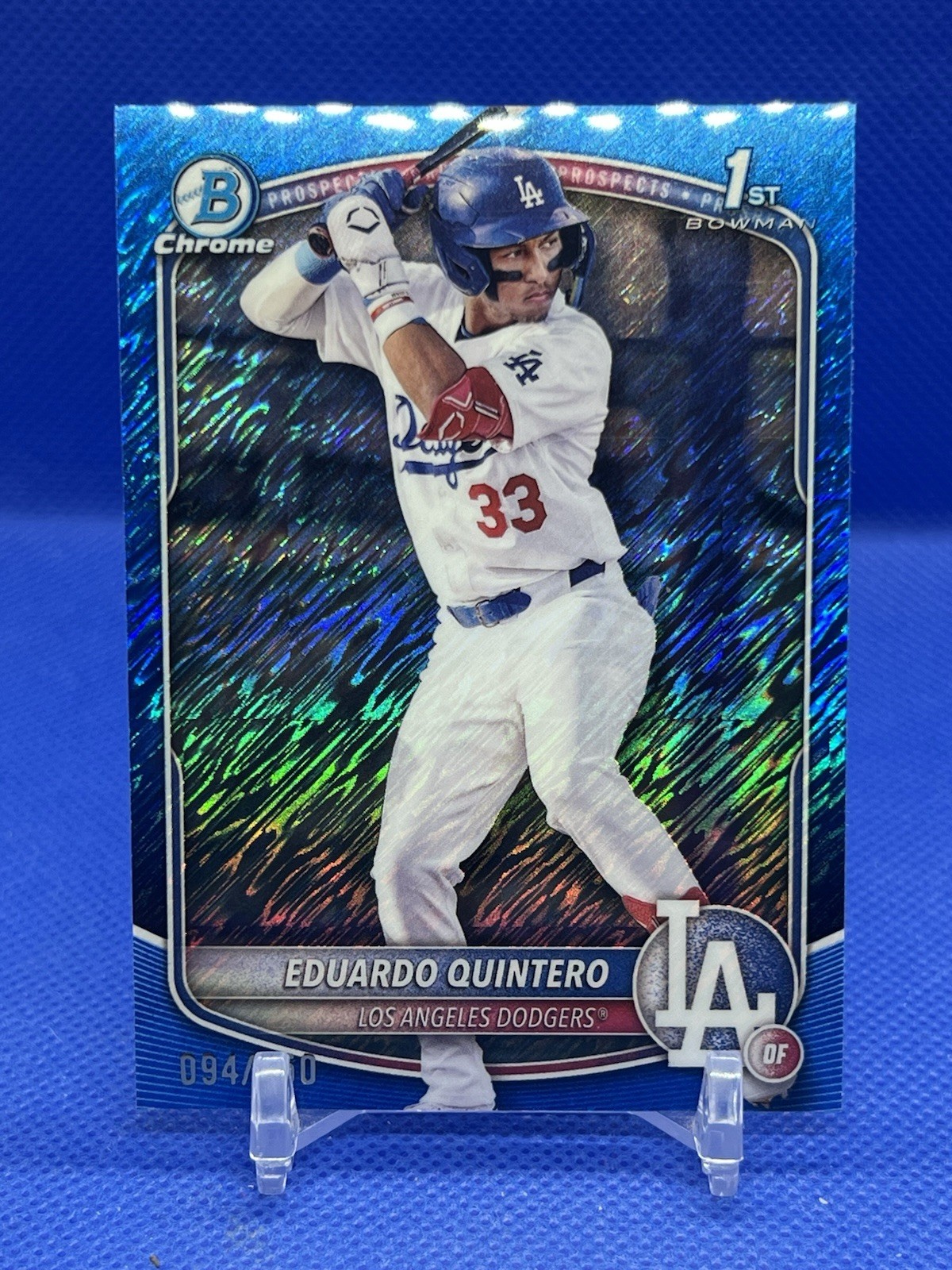 2025 Bowman - Chrome Prospect Eduardo Quintero #BCP-115 Blue Shimmer /150