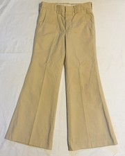 MAVERICK Vintage 70s Kids Bell Bottom Khaki Corduroy Pants 10 Regular Flare Leg