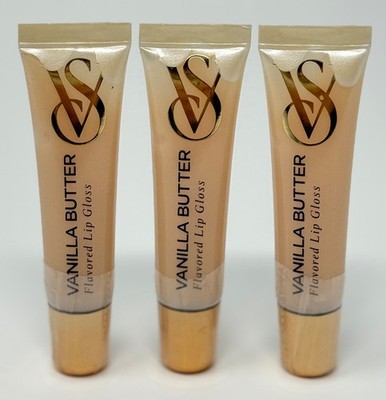 3 NEW VICTORIA'S SECRET VANILLA BUTTER FLAVORED LIP GLOSS BALM SHIMMER SHINE