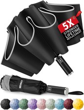 Seniny Inverted Travel Umbrella, Automatic Umbrellas for 13" x 46.4", Black