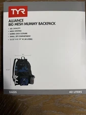 TYR Alliance Big Mesh Mummy Backpack 40L Black Swim Gear Bag New