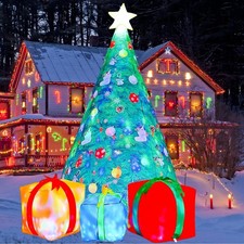 7 FT Christmas Inflatables Tree Outdoor Decorations Blow Up Yard Present with...