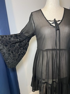 BAND OF GYPSIES (M) Sheer Ruffle DRESS-Whimsygoth-Boho-Gothic Babydoll-Fairy